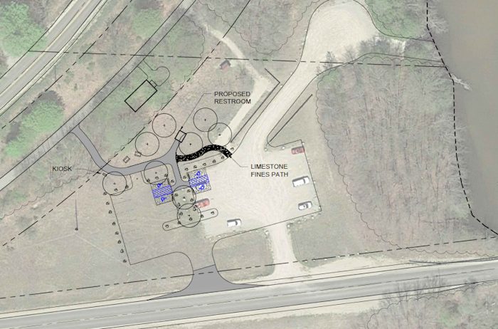 Sketch of plans to upgrade the River Road parking lot to make it more accessible.